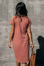 Load image into Gallery viewer, Braid Detail Midi T-Shirt Dress in Clay