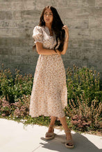 Load image into Gallery viewer, Floral Pintuck Midi Dress in Taupe