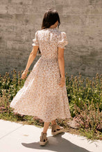 Load image into Gallery viewer, Floral Pintuck Midi Dress in Taupe
